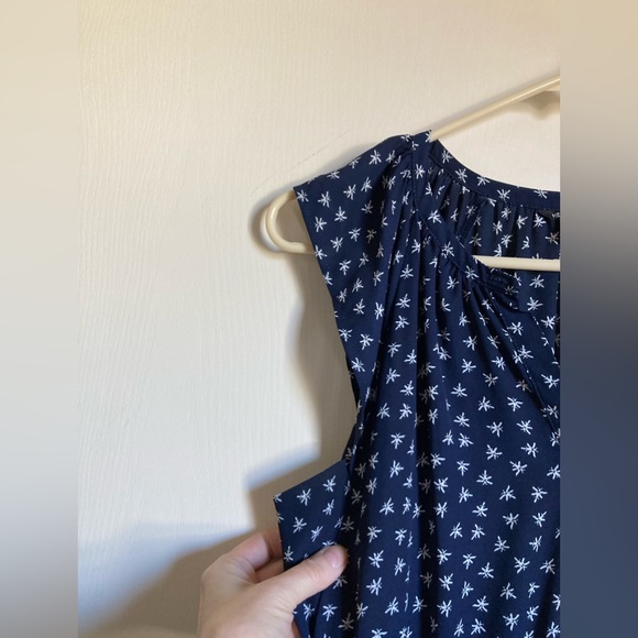 J. Crew Mercantile Navy White Dragonfly Print Side Pocket Midi Dress - Picture 11 of 13